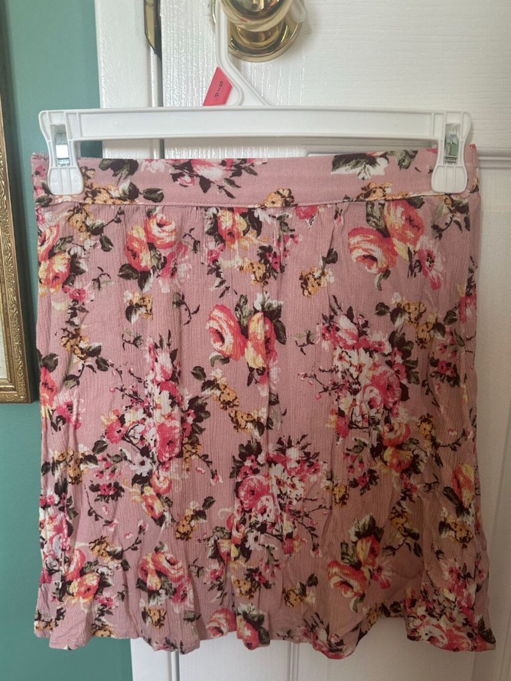 Twik by Simons Floral Skater Skirt - High Rise, Blush Pink